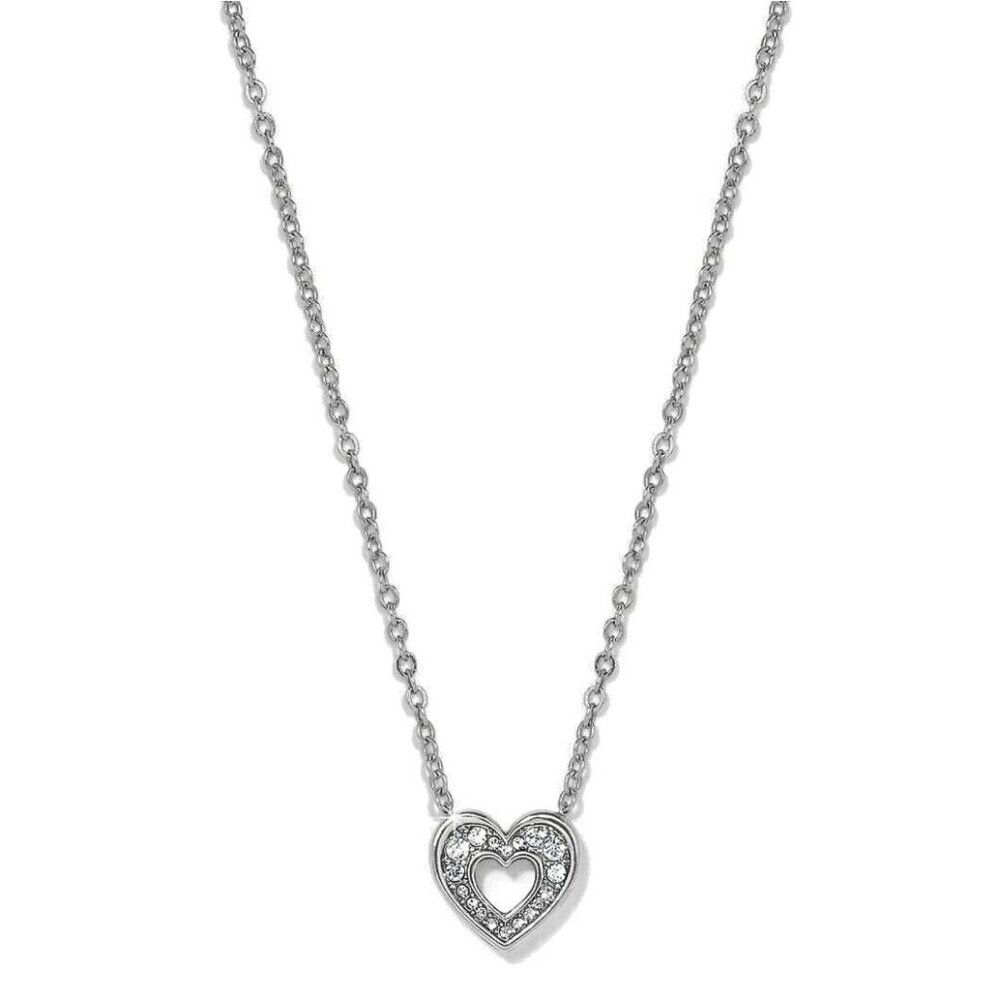 New Brighton Silver Plated Crystals Enchanting Heart Pendant Layer Necklace